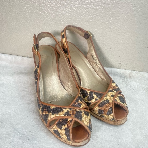Stuart Weitzman Slingback Leopard Print Wedge Sandals - Picture 11 of 11